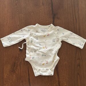 Pehr Cotton Kimono-style Ling Sleeve Animal Print Bodysuit